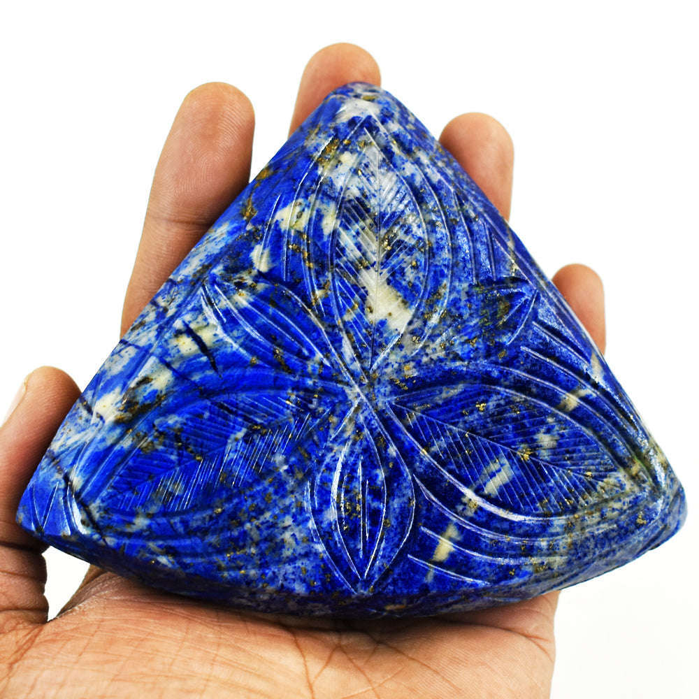 gemsmore:Genuine Lapis Lazuli Hand Carved Genuine Crystal Gemstone Carving Mughal Carved Gem