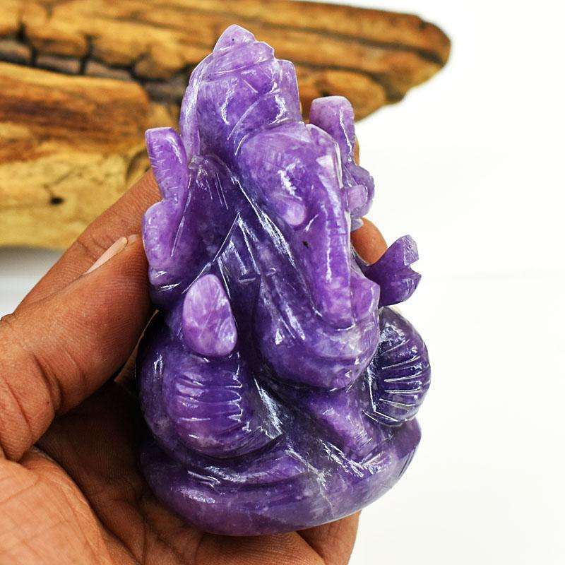 gemsmore:Genuine Lepidolite Hand Carved Genuine Crystal Gemstone Carving Lord Ganesha