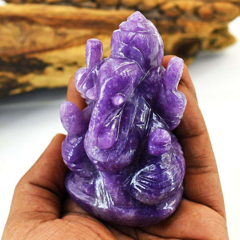 gemsmore:Genuine Lepidolite Hand Carved Genuine Crystal Gemstone Carving Lord Ganesha