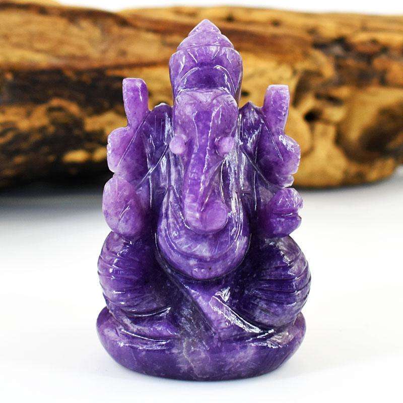 gemsmore:Genuine Lepidolite Hand Carved Genuine Crystal Gemstone Carving Lord Ganesha