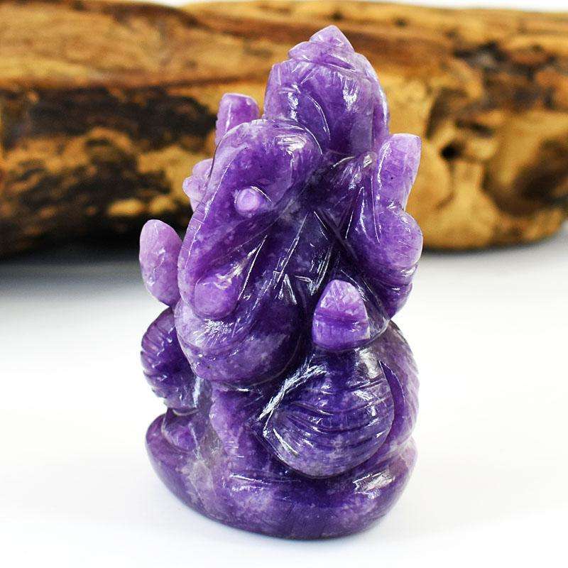 gemsmore:Genuine Lepidolite Hand Carved Genuine Crystal Gemstone Carving Lord Ganesha