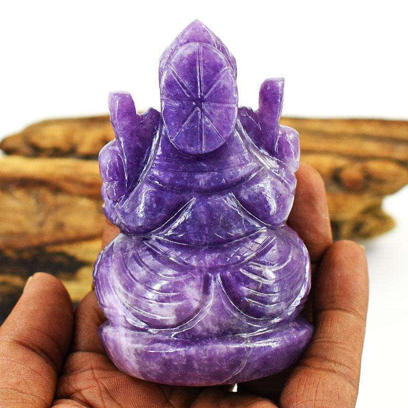 gemsmore:Genuine Lepidolite Hand Carved Genuine Crystal Gemstone Carving Lord Ganesha