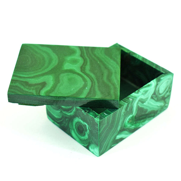 gemsmore:Genuine Malachite Hand Carved Genuine Crystal Gemstone Carving Box