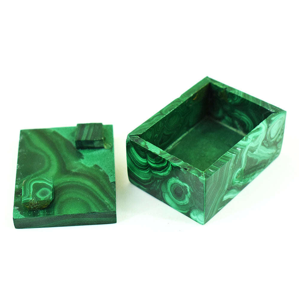 gemsmore:Genuine Malachite Hand Carved Genuine Crystal Gemstone Carving Box