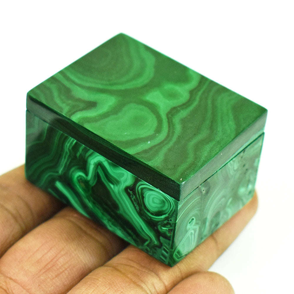 gemsmore:Genuine Malachite Hand Carved Genuine Crystal Gemstone Carving Box