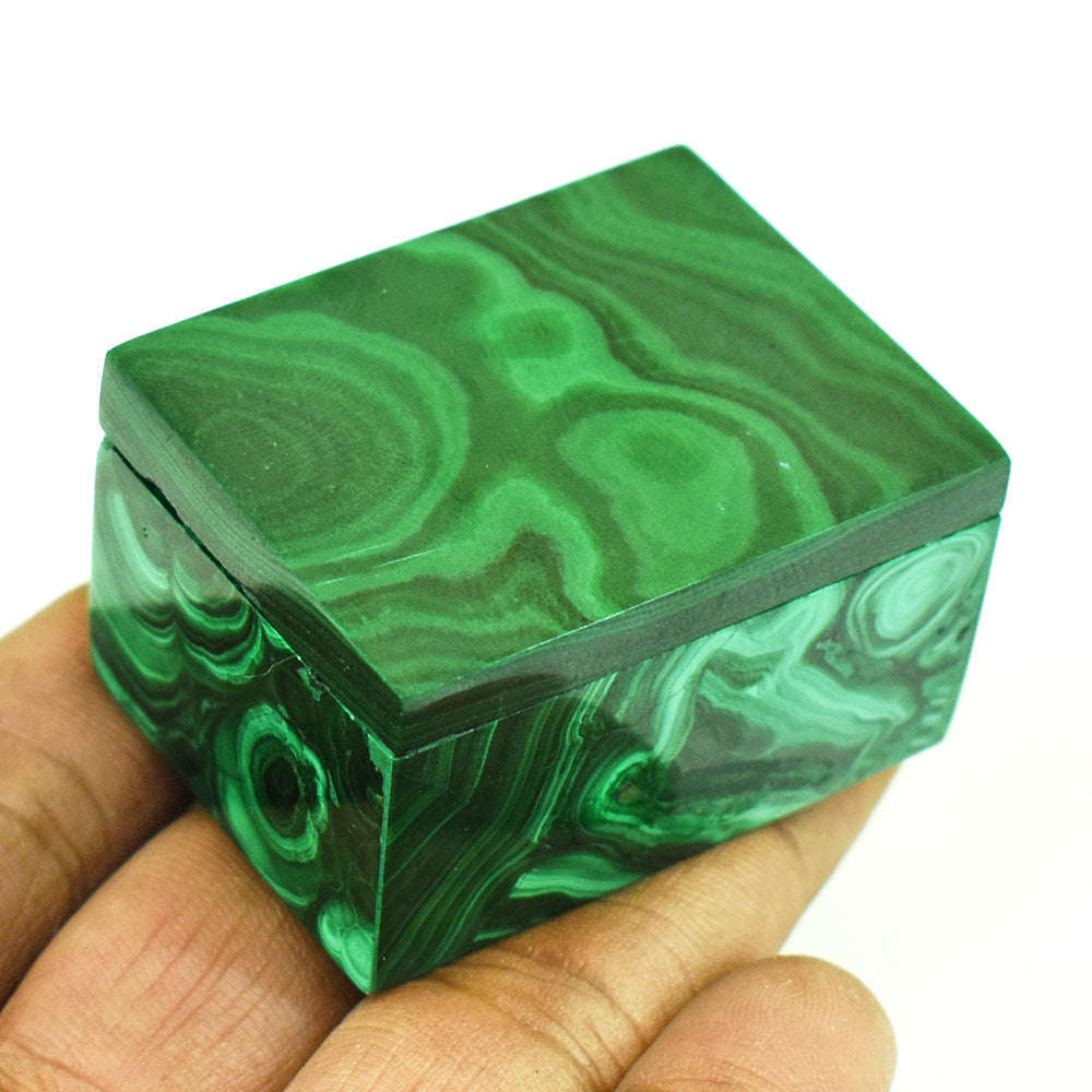 gemsmore:Genuine Malachite Hand Carved Genuine Crystal Gemstone Carving Box