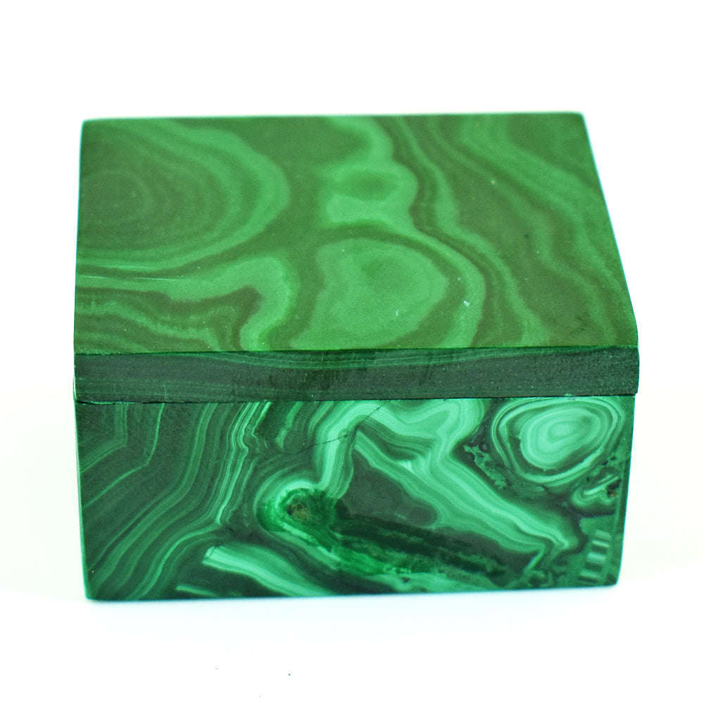 gemsmore:Genuine Malachite Hand Carved Genuine Crystal Gemstone Carving Box