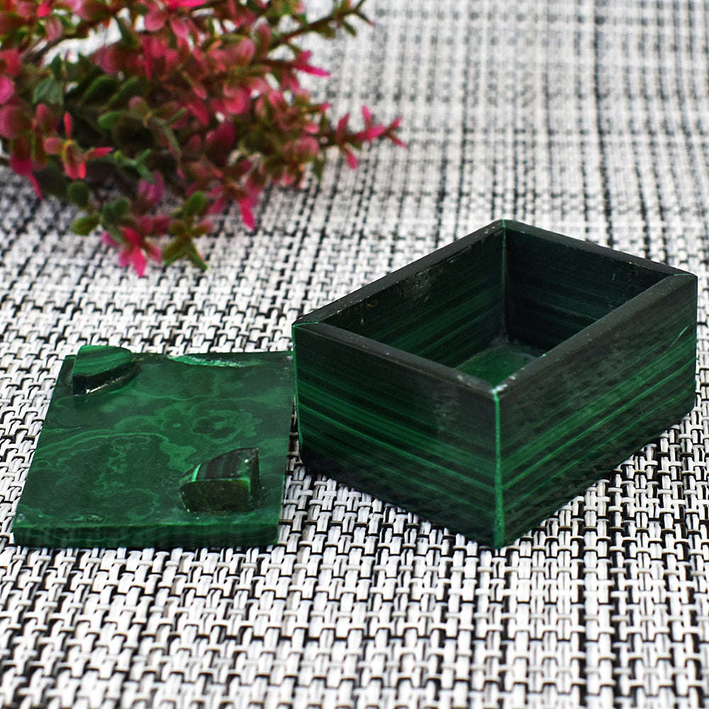 gemsmore:Genuine Malachite Hand Carved Genuine Crystal Gemstone Carving Box