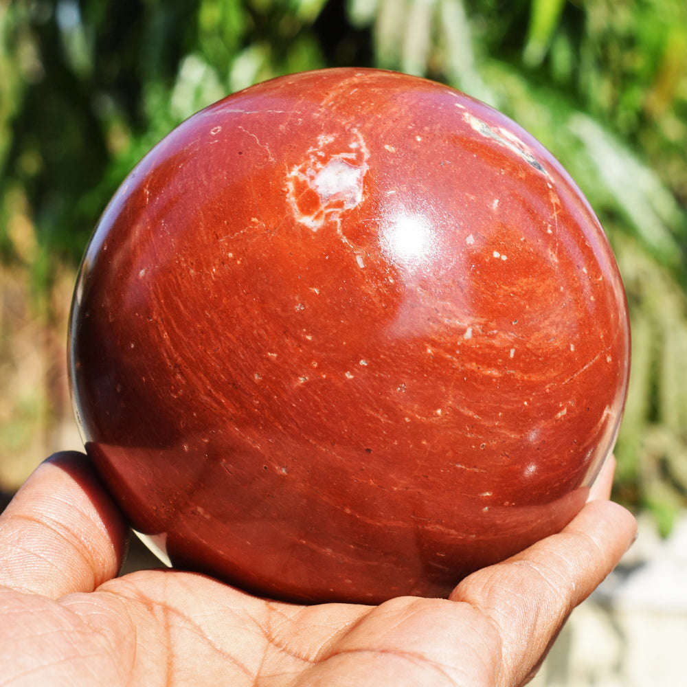 gemsmore:Genuine Massive Size Red Jasper Carved Reiki Crystal Healing Sphere