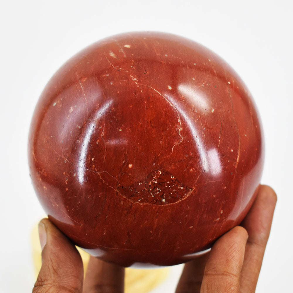 gemsmore:Genuine Massive Size Red Jasper Carved Reiki Crystal Healing Sphere