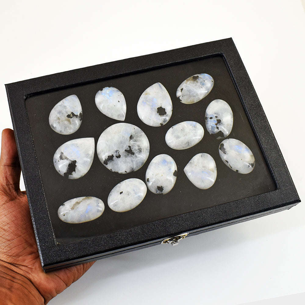 gemsmore:Genuine Moonstone Untreated Gemstone Cabochon Lot