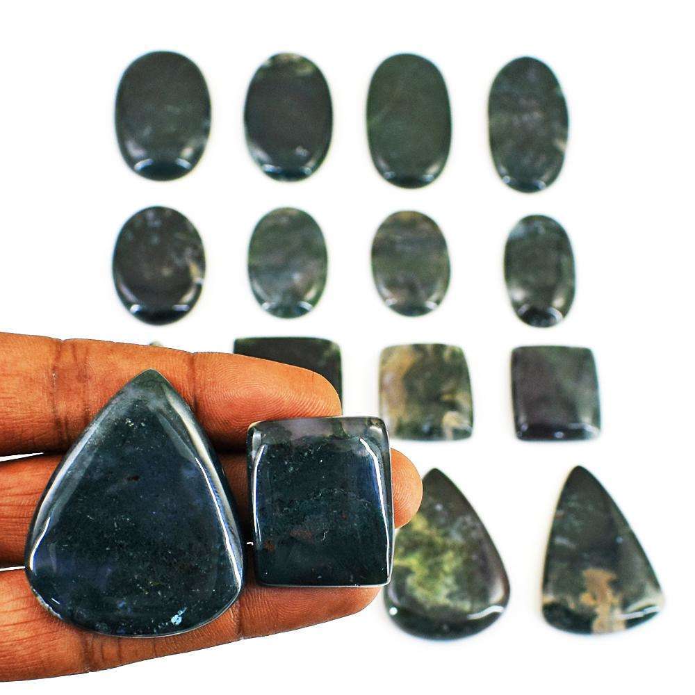 gemsmore:Genuine Moss Agate Untreated Gemstone Cabochon Lot