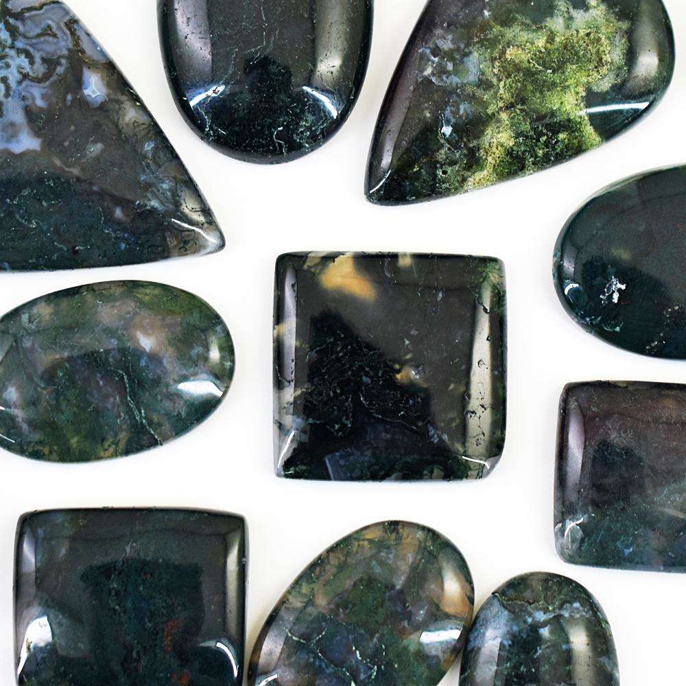 gemsmore:Genuine Moss Agate Untreated Gemstone Cabochon Lot