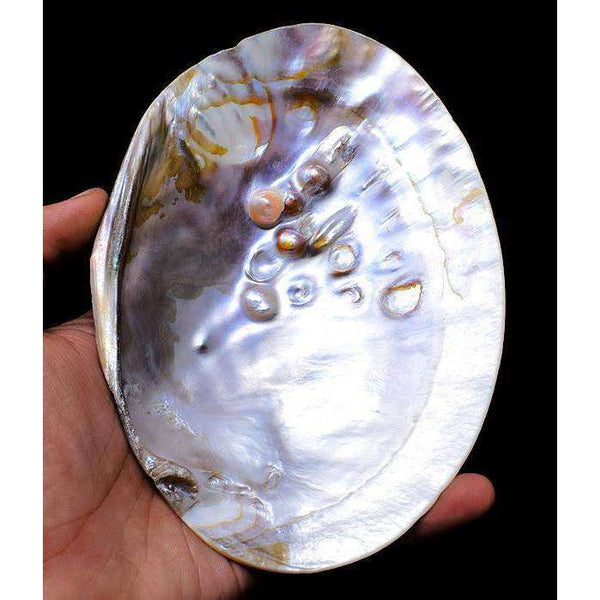 gemsmore:Genuine Mother Pearl Plate - Hand Carved