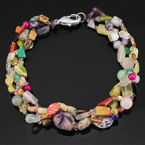 gemsmore:Genuine Multicolor Beads Bracelet