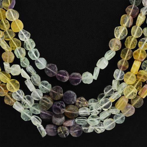 gemsmore:Genuine Multicolor Flourite 5 Line Beads Necklace
