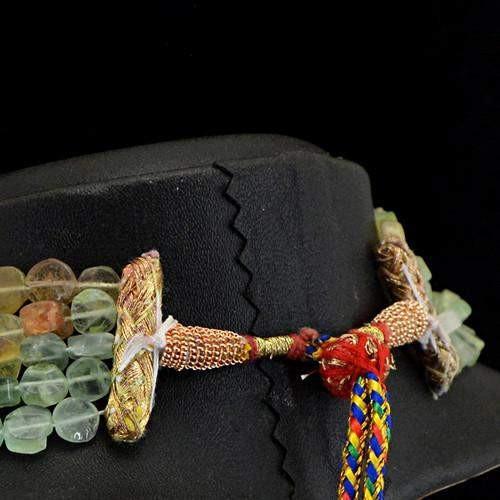 gemsmore:Genuine Multicolor Flourite 5 Line Beads Necklace