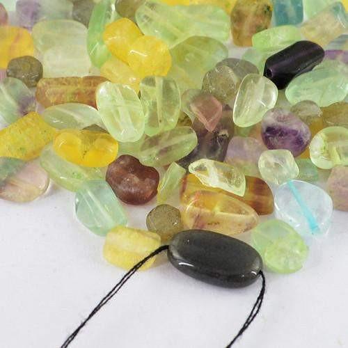 gemsmore:Genuine Multicolor Flourite Drilled Beads Lot