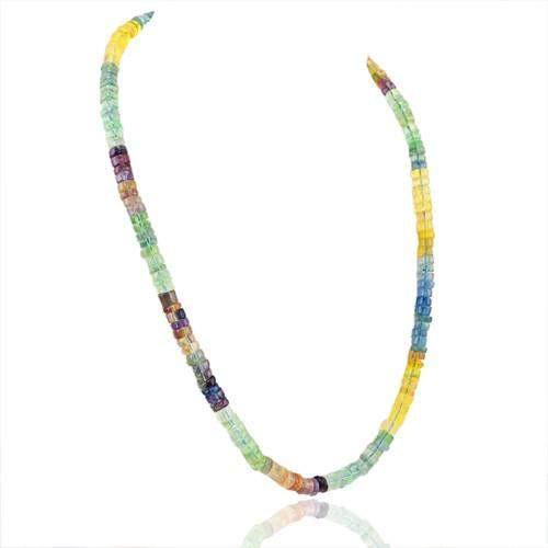 gemsmore:Genuine Multicolor Flourite Round Beads Necklace