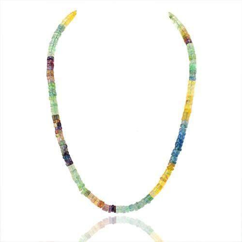 gemsmore:Genuine Multicolor Flourite Round Beads Necklace