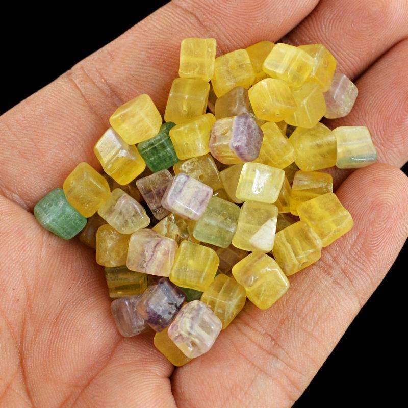 gemsmore:Genuine Multicolor Fluorite Beads Lot - Natural Drilled