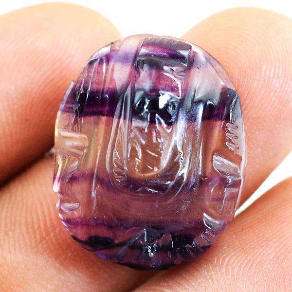 gemsmore:Genuine Multicolor Fluorite Carved Ganesha Engraved Gemstone