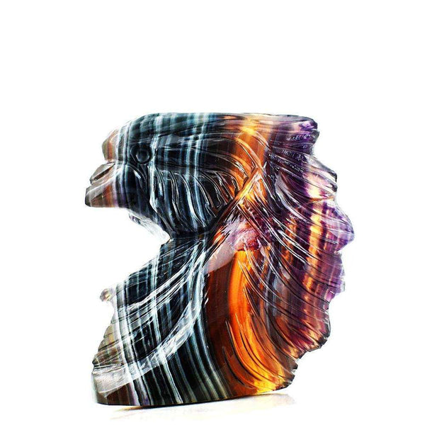 gemsmore:Genuine Multicolor Fluorite Carved Hen Head