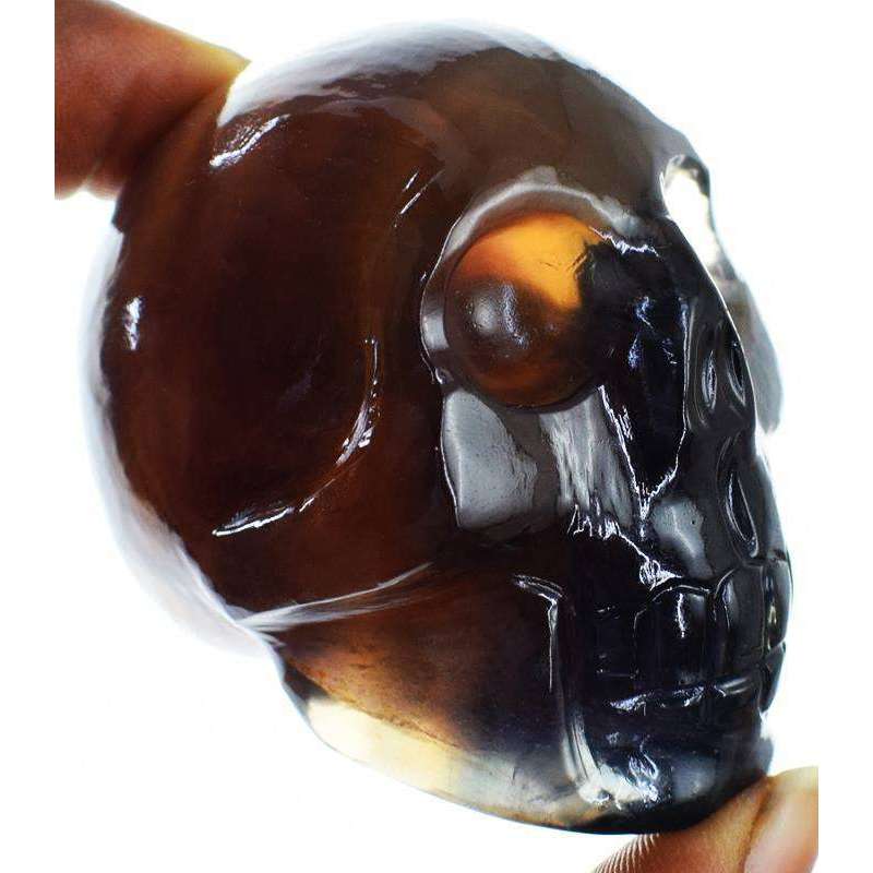 gemsmore:Genuine Multicolor Fluorite Carved Human Skull
