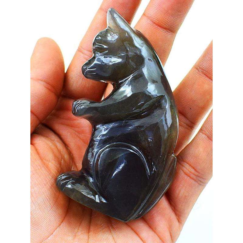 gemsmore:Genuine Multicolor Fluorite Carved Squirrel Gemstone