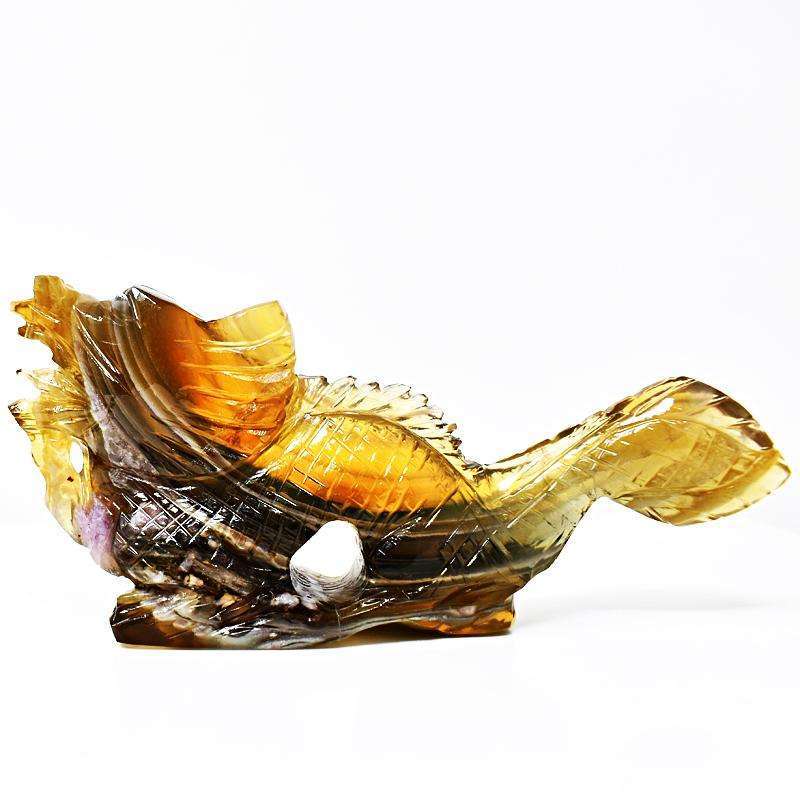 gemsmore:Genuine Multicolor Fluorite Hand Carved Dragon