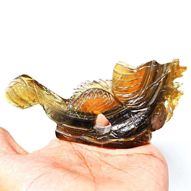 gemsmore:Genuine Multicolor Fluorite Hand Carved Dragon