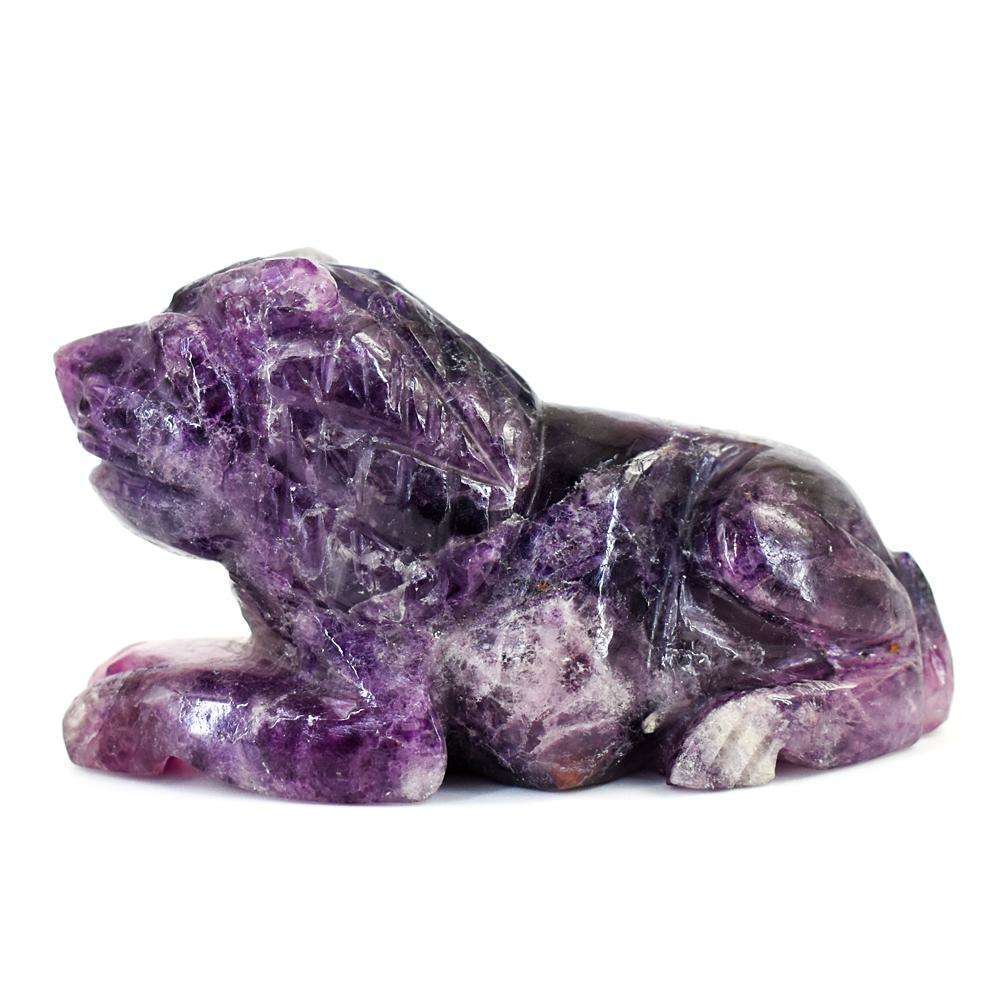 gemsmore:Genuine Multicolor Fluorite Hand Carved Genuine Crystal Gemstone Carving Lion