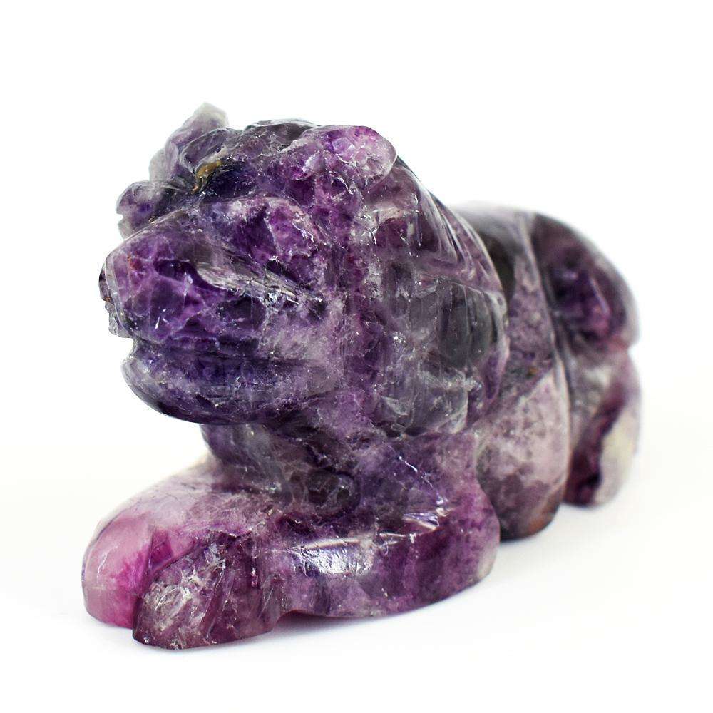 gemsmore:Genuine Multicolor Fluorite Hand Carved Genuine Crystal Gemstone Carving Lion