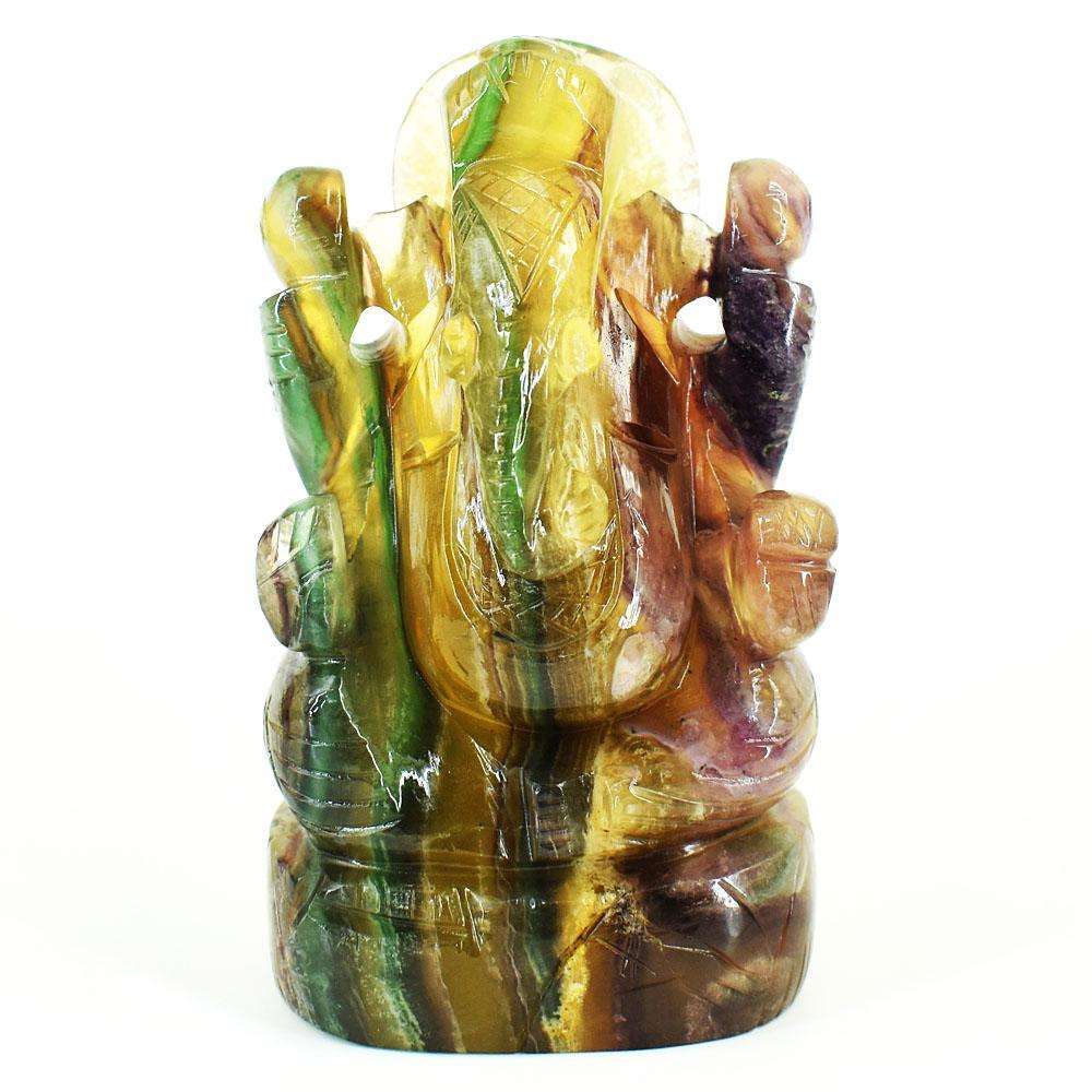 gemsmore:Genuine Multicolor Fluorite Hand Carved Genuine Crystal Gemstone Carving Lord Ganesha