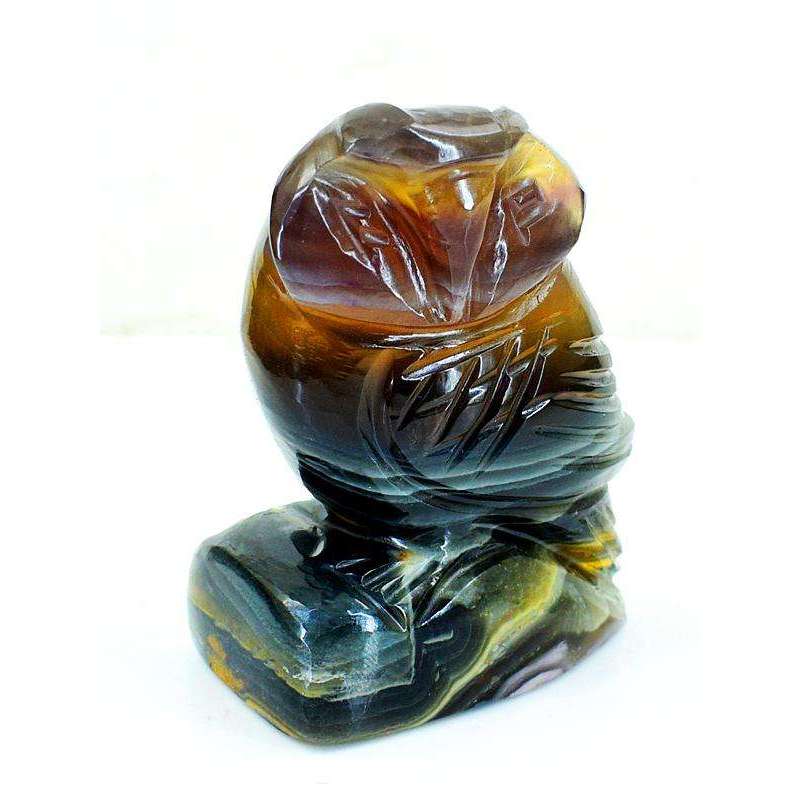 gemsmore:Genuine Multicolor Fluorite Hand Carved Owl