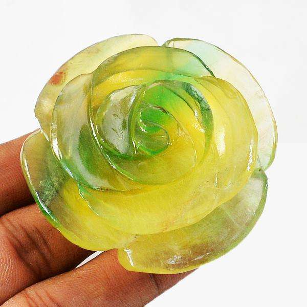 gemsmore:Genuine Multicolor Fluorite Hand Carved Rose