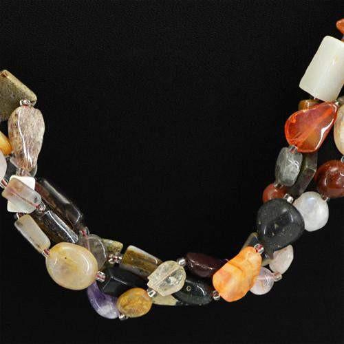 gemsmore:Genuine Multicolor Gemstone Beautiful Beads Necklace Strand