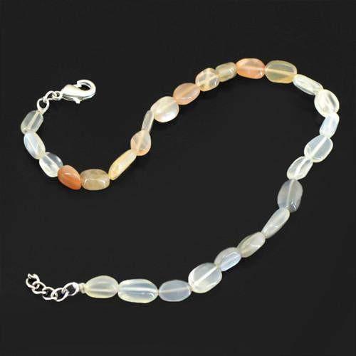 gemsmore:Genuine Multicolor Moonstone Untreated Beads Bracelet