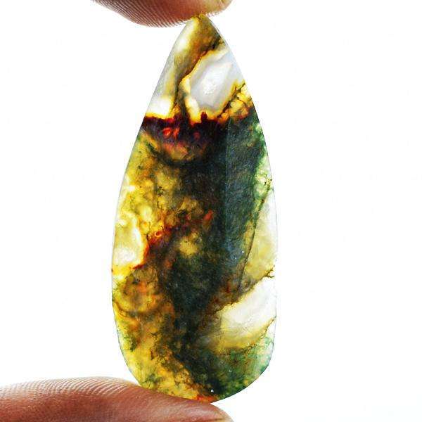 gemsmore:Genuine Multicolor Moss Agate Druzy Pear Shape Loose Gemstone
