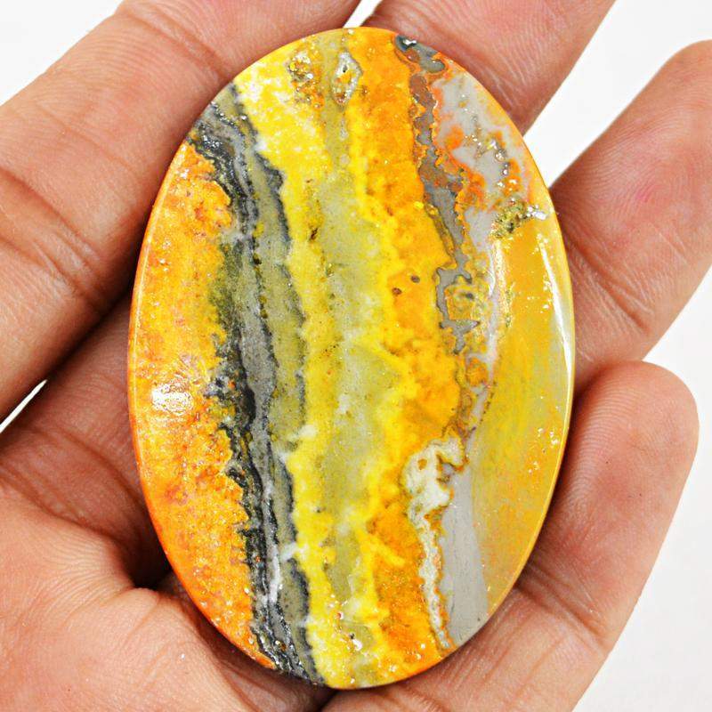 gemsmore:Genuine Natural Bumble Bee Jasper Oval Shape Gemstone