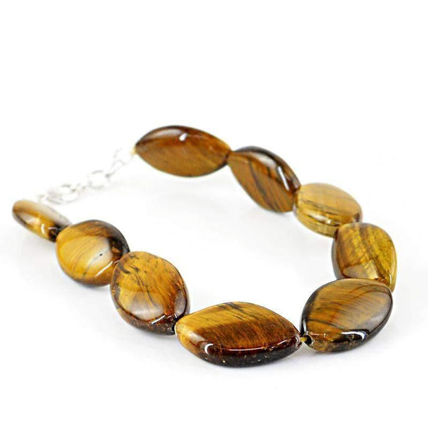 gemsmore:Genuine Natural Golden Tiger Eye Bracelet Untreated Beads