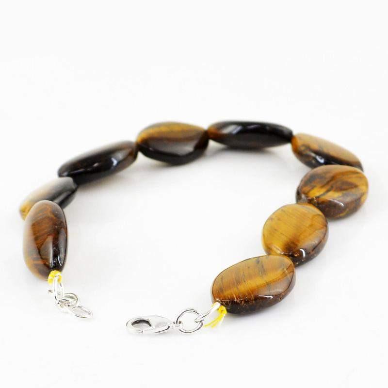 gemsmore:Genuine Natural Golden Tiger Eye Bracelet Untreated Beads