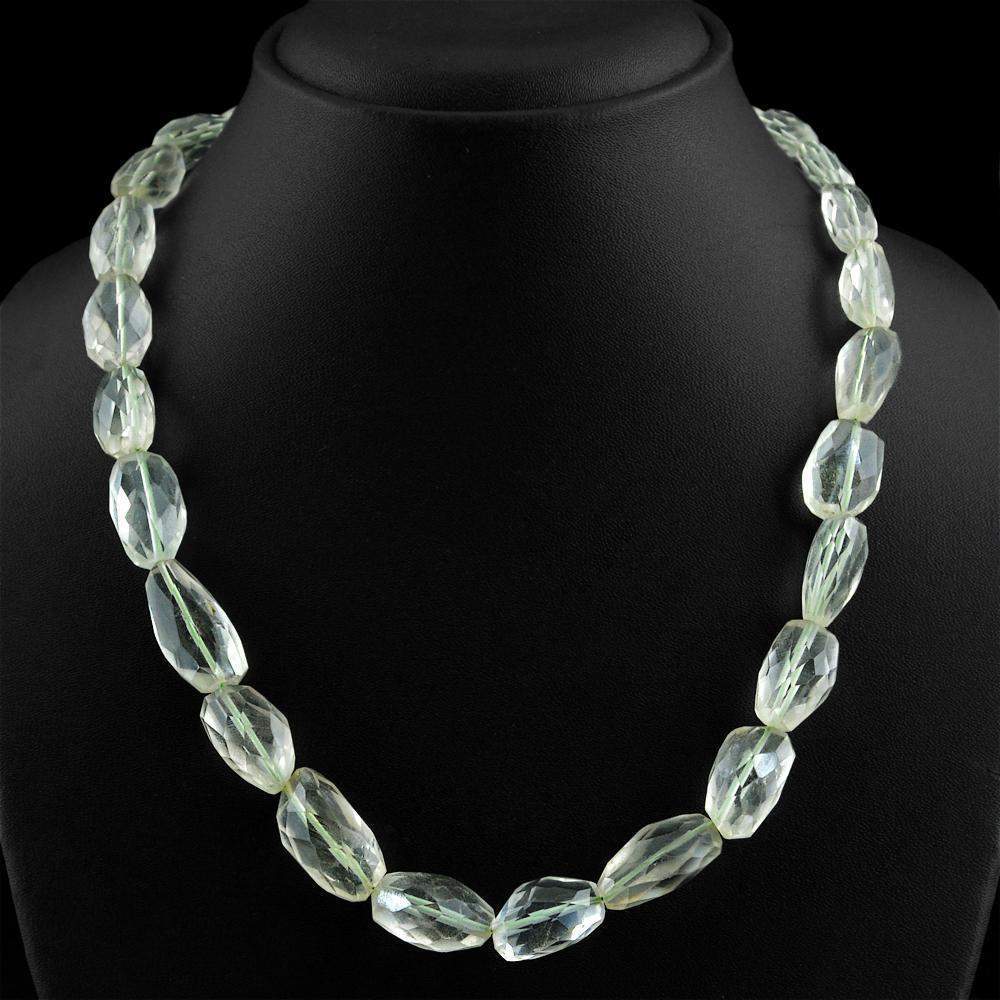 gemsmore:Genuine Natural Green Amethyst Necklace Untreated Faceted Beads