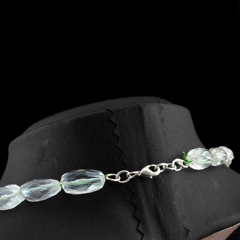 gemsmore:Genuine Natural Green Amethyst Necklace Untreated Faceted Beads