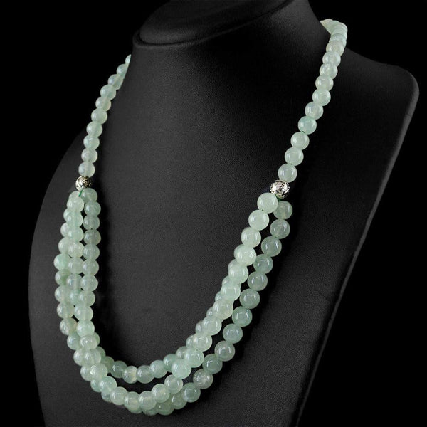 gemsmore:Genuine Natural Green Aquamarine Necklace Round Beads