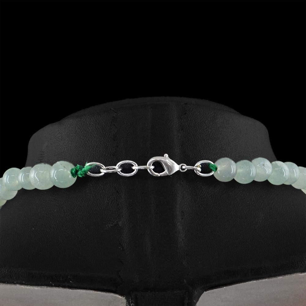 gemsmore:Genuine Natural Green Aquamarine Necklace Round Beads