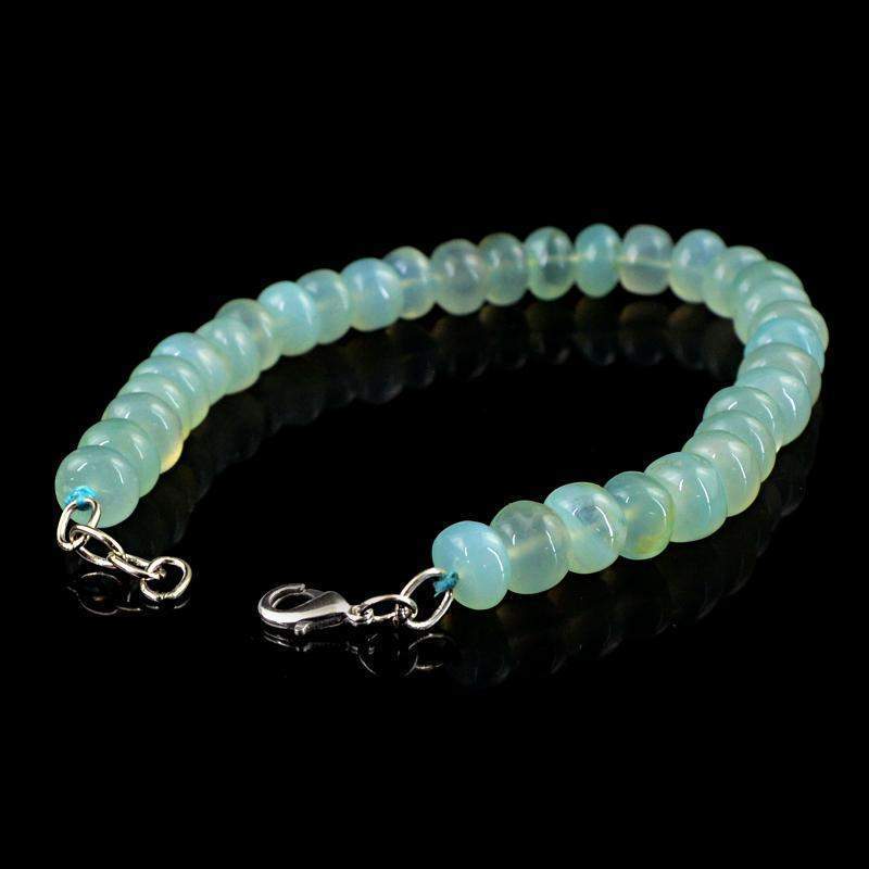 gemsmore:Genuine Natural Green Chalcedony Bracelet Round Shape Beads
