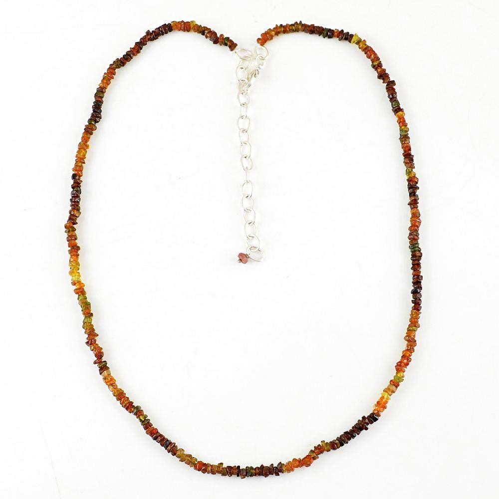 gemsmore:Genuine Natural Hessonite Garnet Beads Necklace