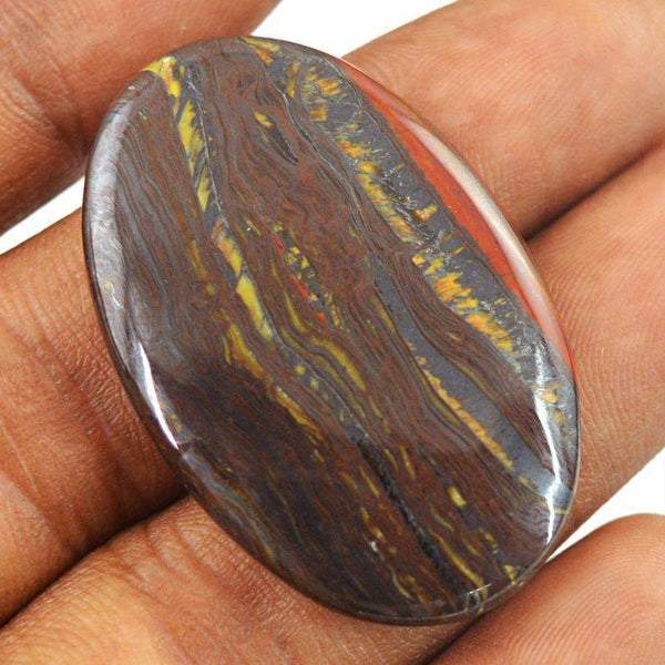 gemsmore:Genuine Natural Iron Tiger Eye Oval Shape Gemstone