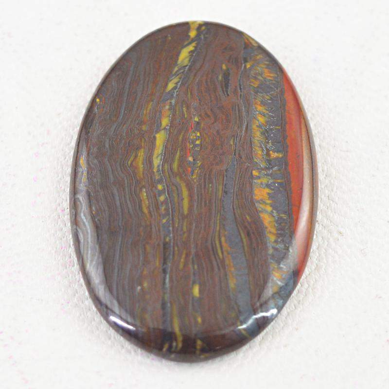 gemsmore:Genuine Natural Iron Tiger Eye Oval Shape Gemstone
